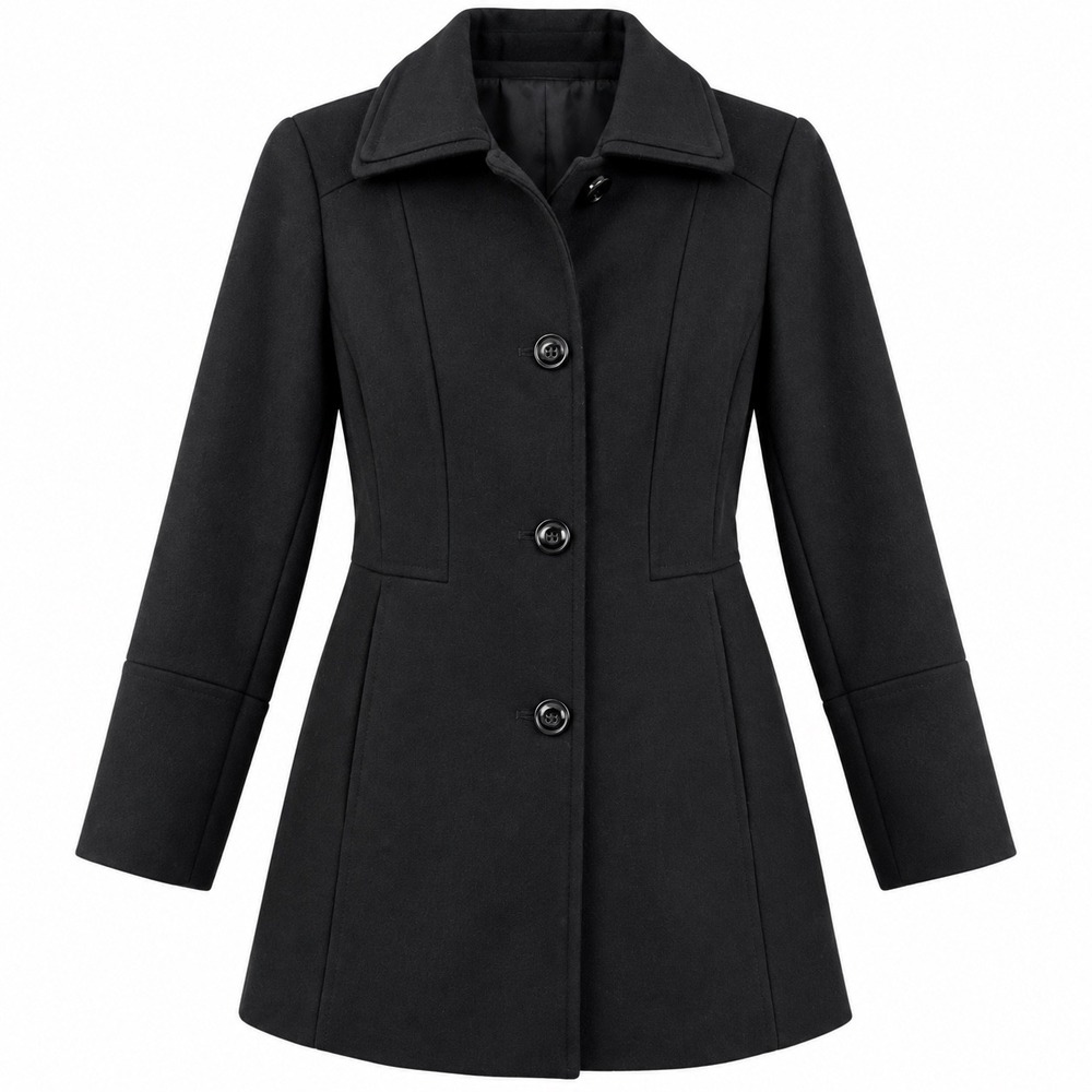 London Fog Peacoat Size M Black Wool Blend Winter Coat Business Casual Classic